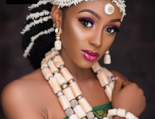White Coral Beads & a Popping Lippie will be a Unique Igbo Bridal Look