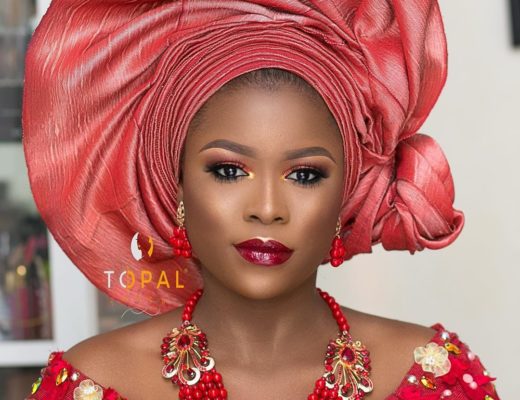 White Coral Beads & a Popping Lippie will be a Unique Igbo Bridal Look