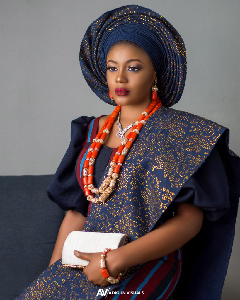 Royal Blue Asooke kinda Makes a Stunning Traditional Engagement Look ...