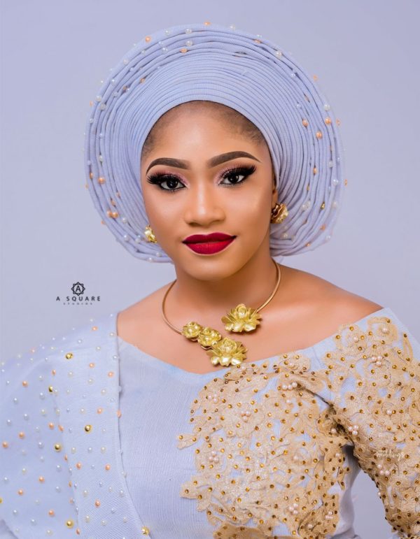 White and Gold Asooke for that Royal Traditional Bridal Look